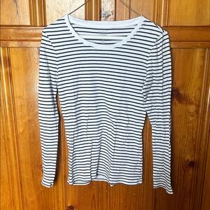 Classic Navy and White Striped Long Sleeve Top